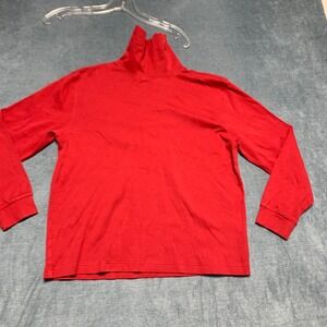LL Bean Sweater Boys XL 18 Red Cotton Stretch Everyday Wear Turtleneck Pullover